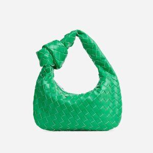 NWT - EGO Shoes Woven Knotted Bag - Faux Leather - Green